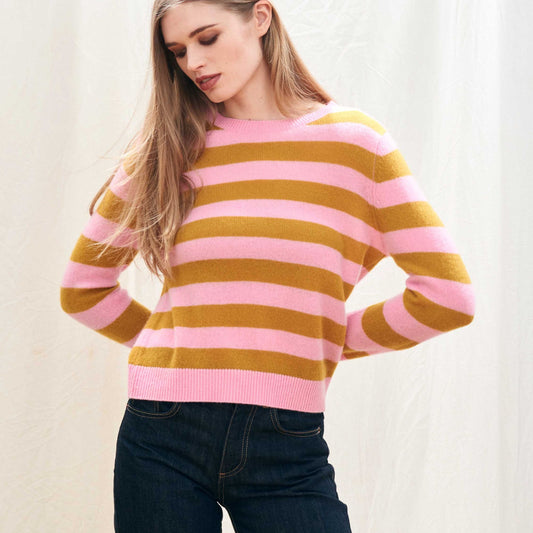 Jumper 1234 Candy & Mustard Stripe Cashmere