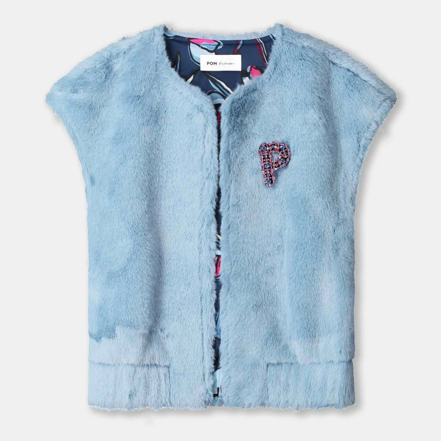 POM Amsterdam Blue Faux Fur Gilet