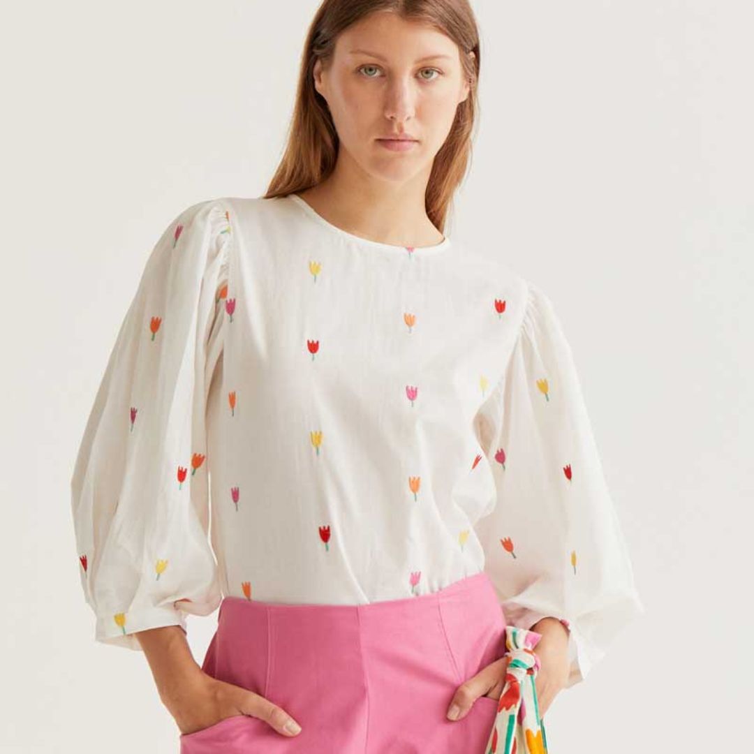 Compania Fantastica Embroidered Tulip Blouse