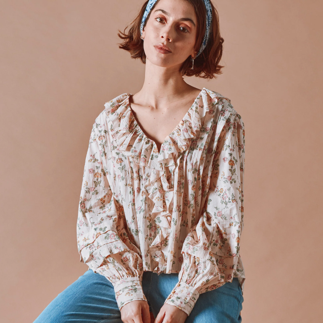 Emile et Ida Floral Ruffle Blouse