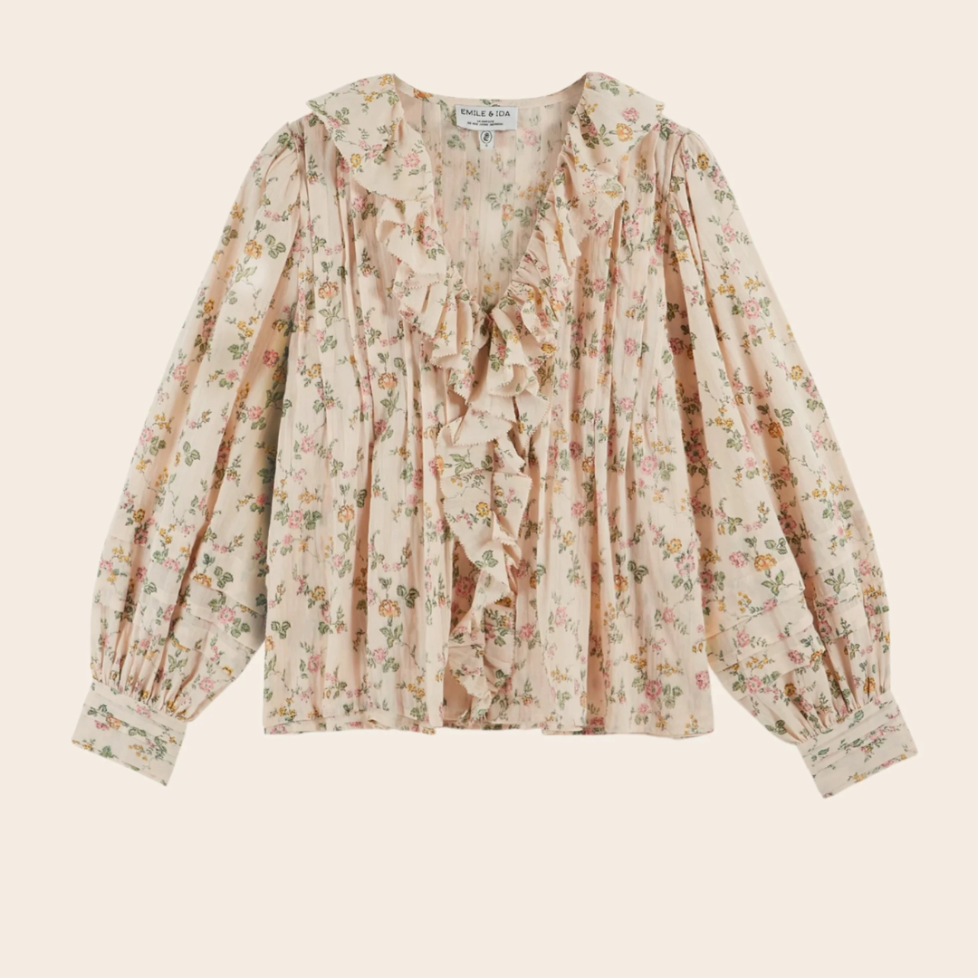 Emile et Ida Floral Ruffle Blouse
