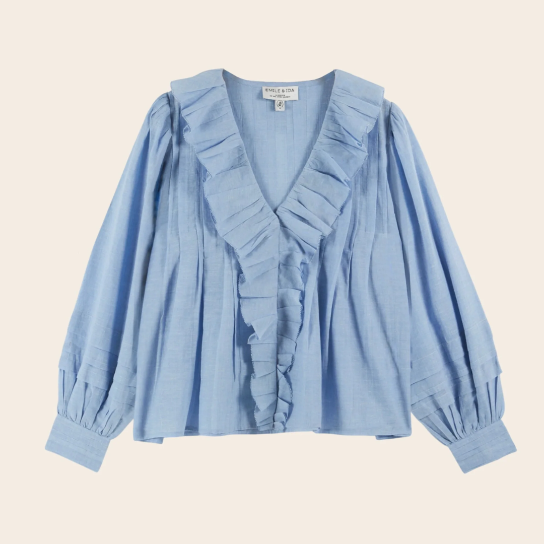 Emile et Ida Blue Khadi Blouse