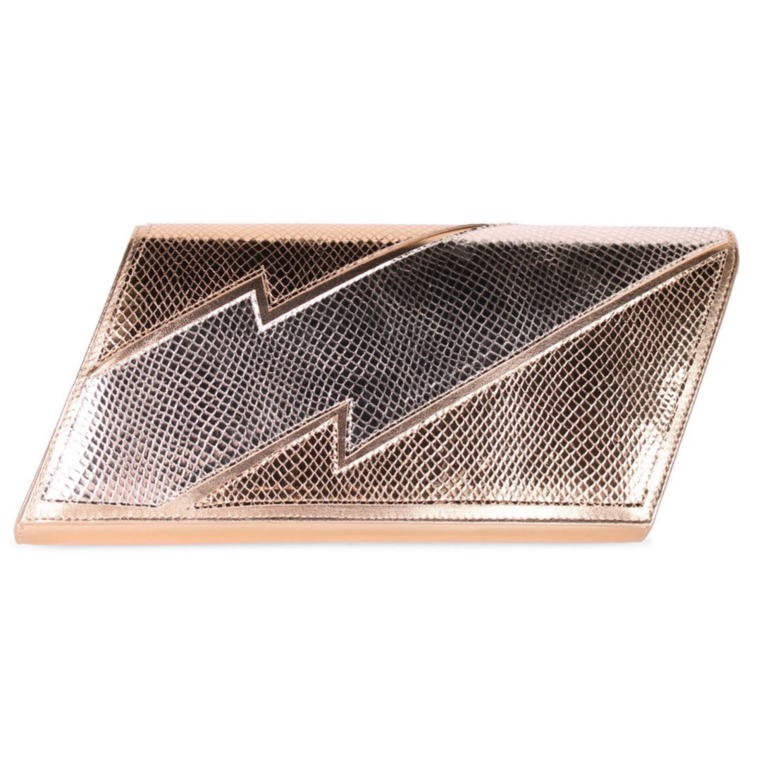 Terry de Havilland Metalic Platino Gold Clutch Bag
