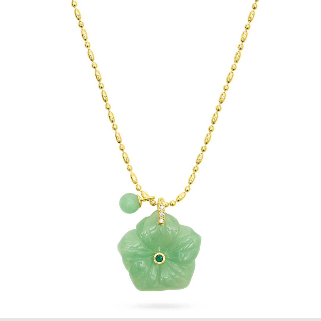 Talis Chains Flower Pendant Green Jade