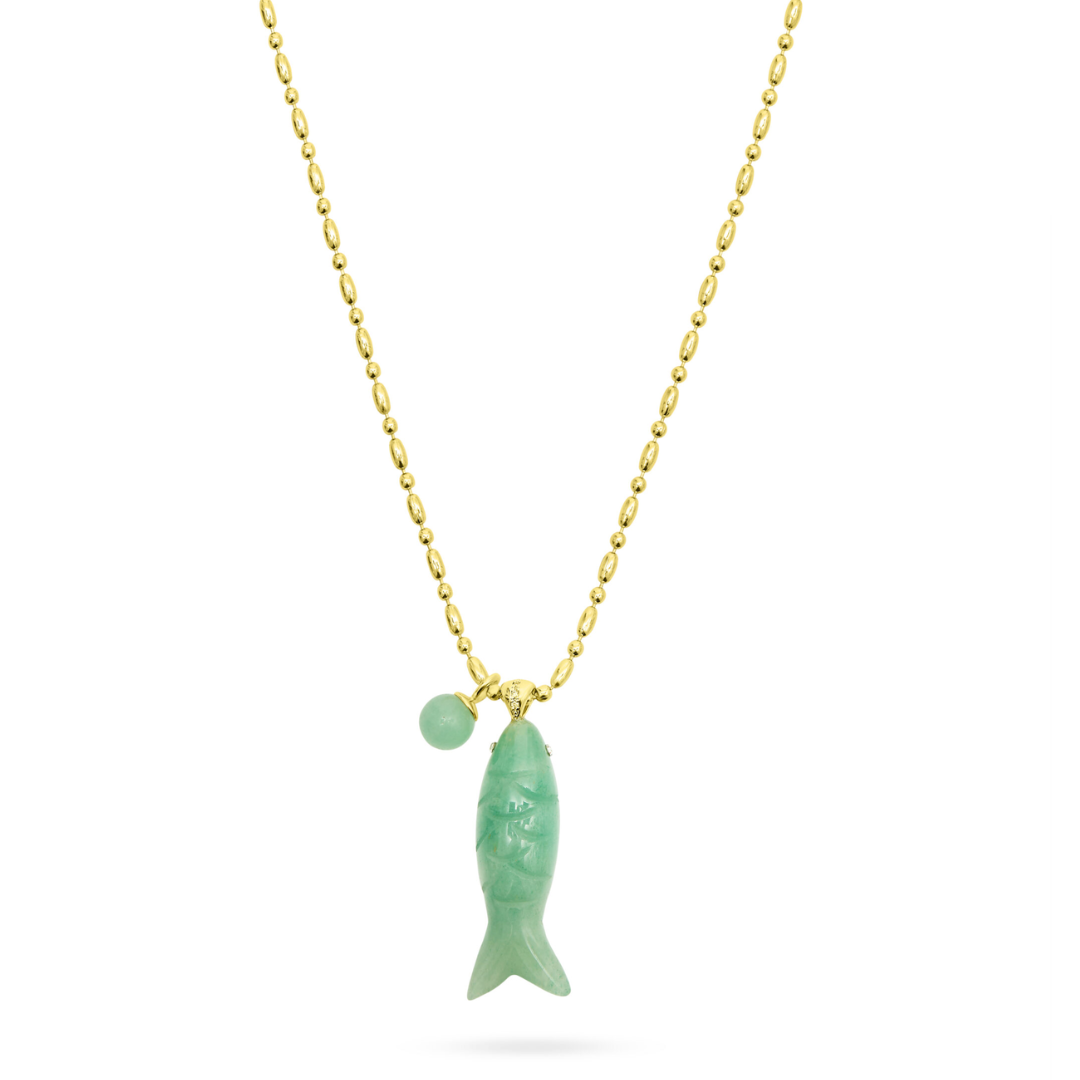 Talis Chains Happy Fish Pendant Jade Green