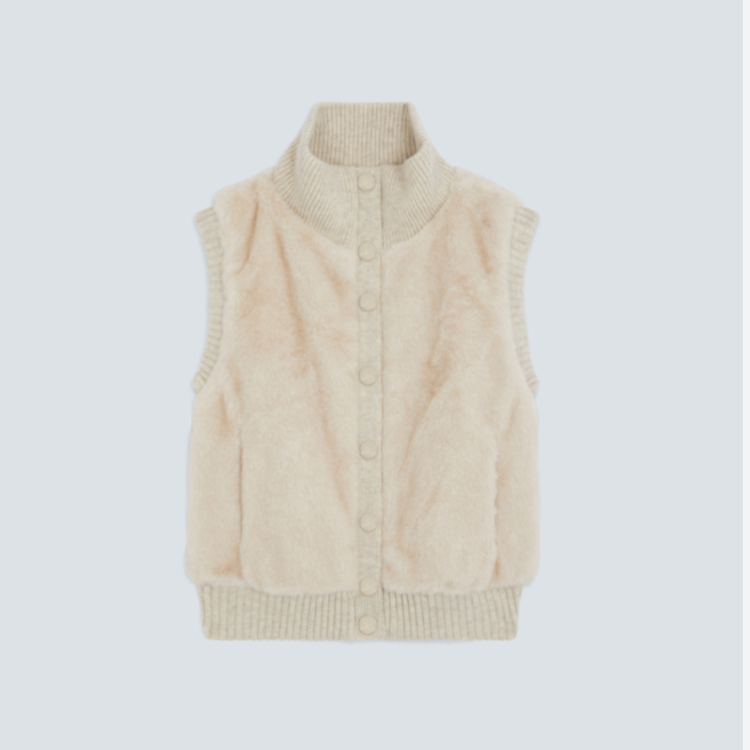 Suncoo Doodle Faux Fur Vest