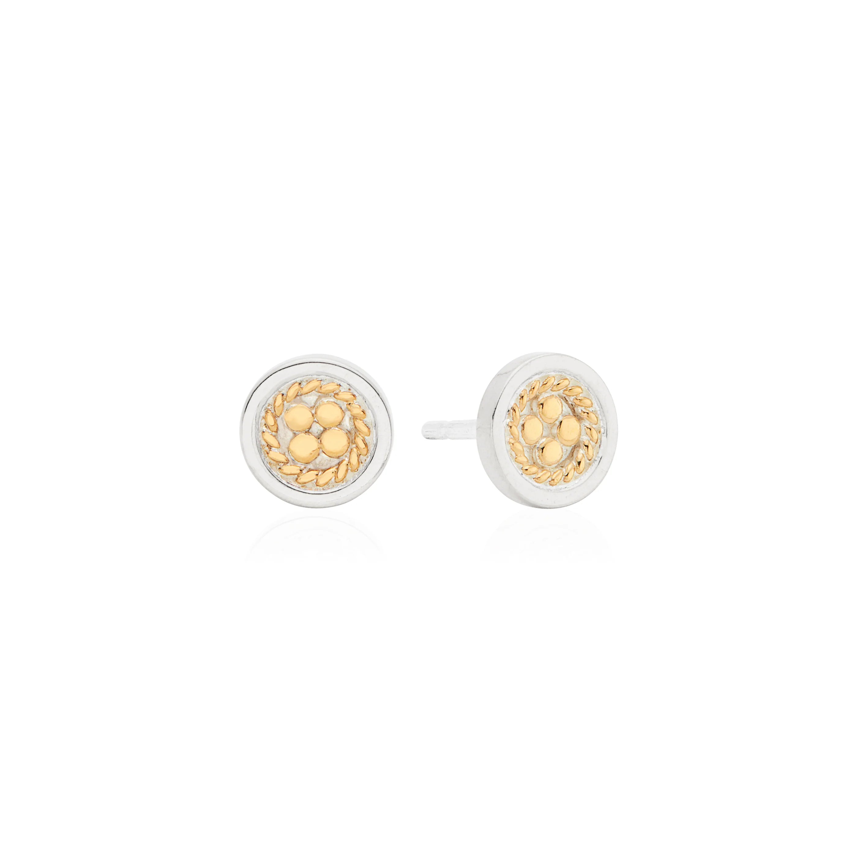 Anna Beck Classic Smooth Boarder Mini Stud Gold & Silver