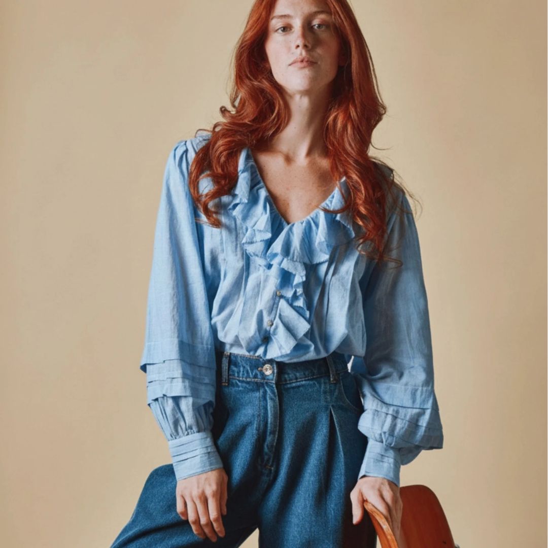 Emile et Ida Blue Khadi Blouse