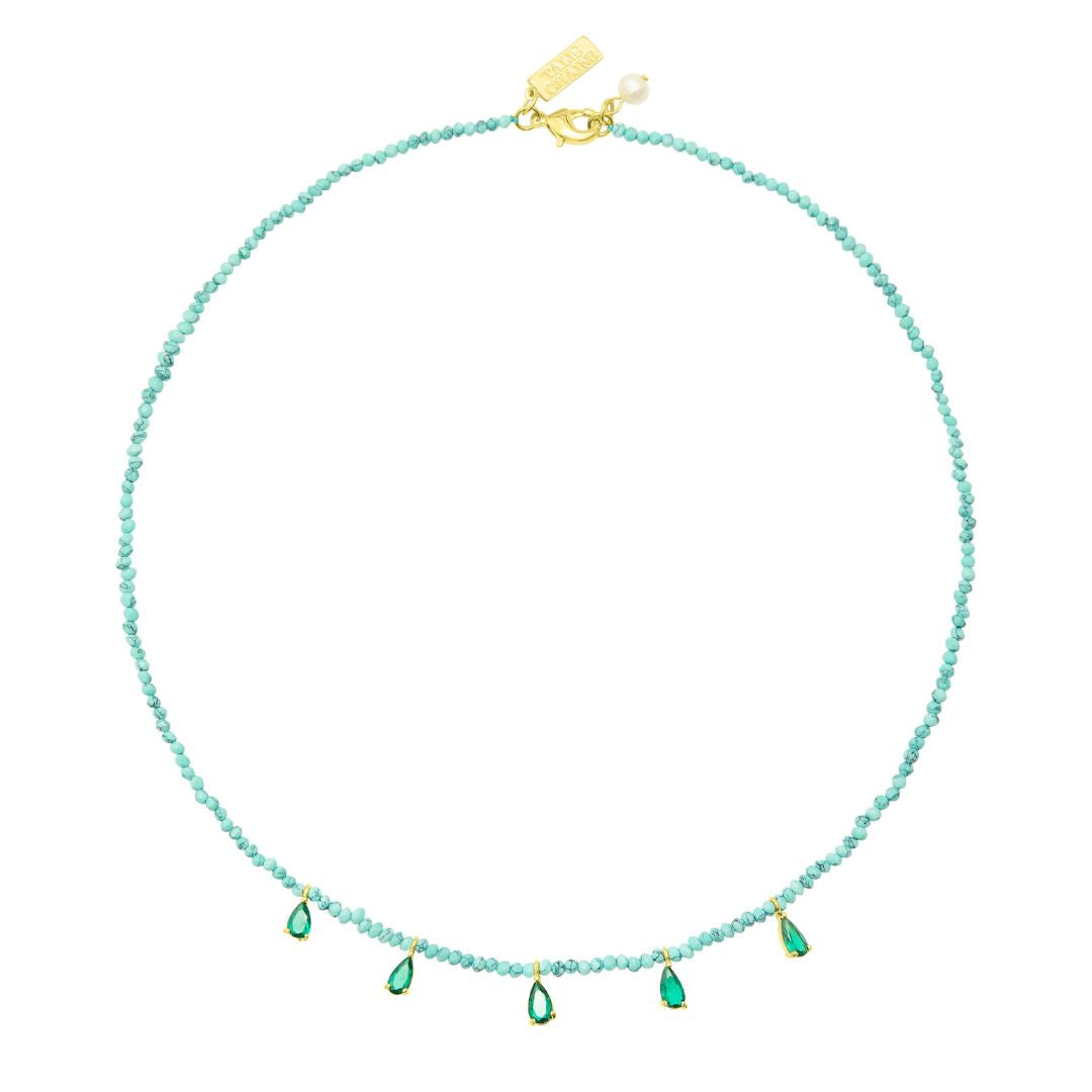 Talis Chains Beaded CZ Turquoise Necklace