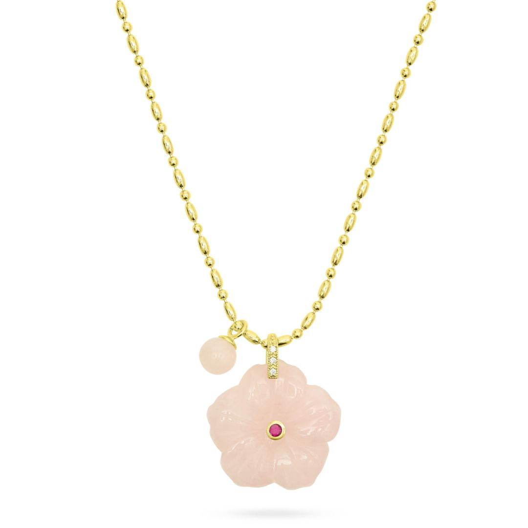 Talis Chains Rose Quartz Flower Necklace