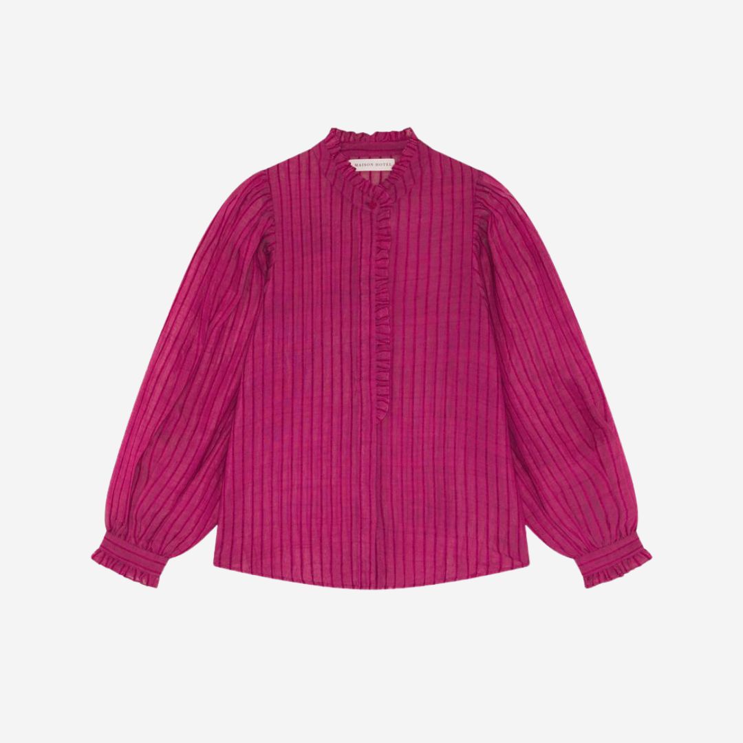Maison Hotel Valleys of Neptune Blouse in Astral Burgundy