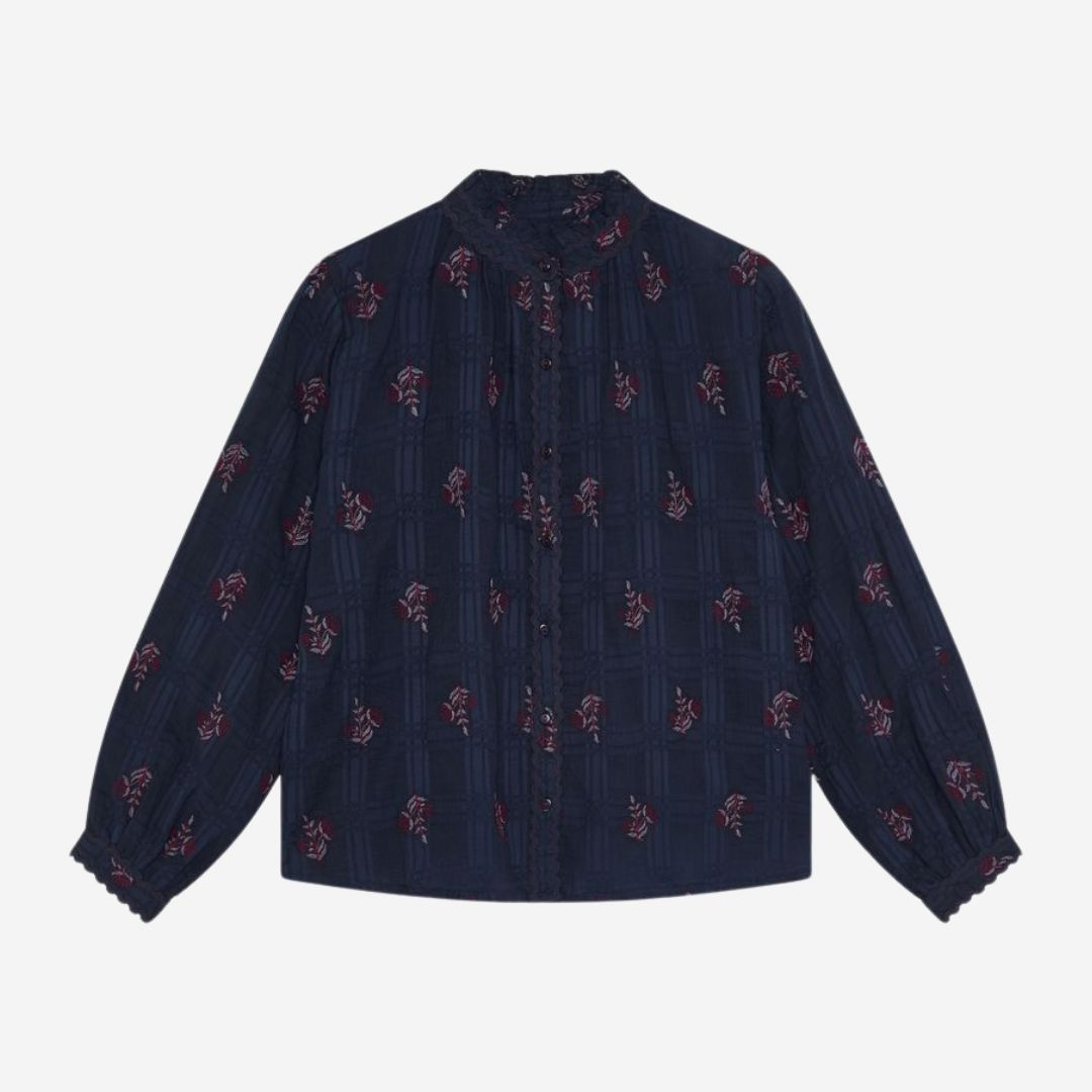 Maison Hotel Romance Sabine Blouse in Blue Granada
