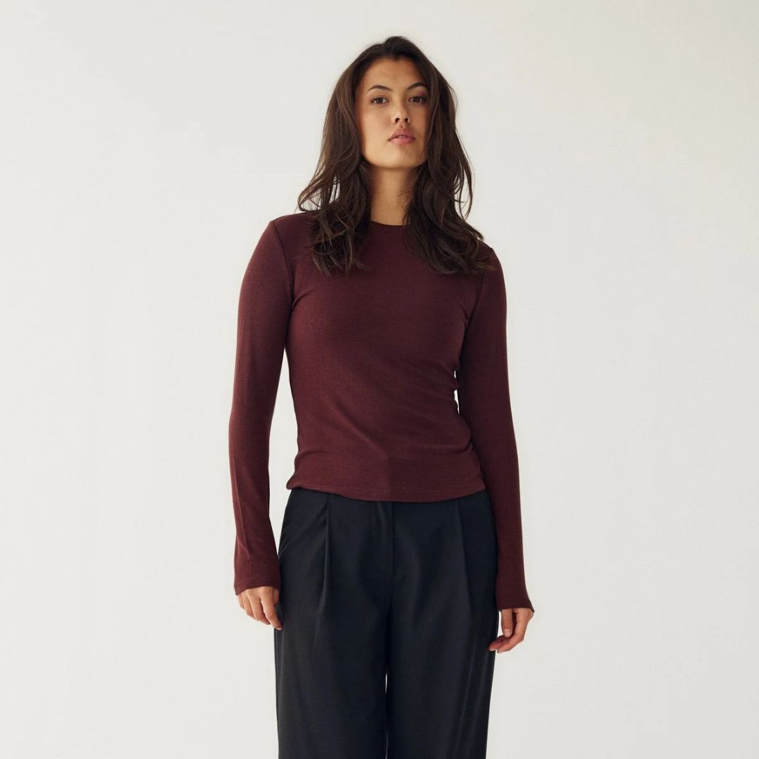 Noella Lidie LS Burgundy Top
