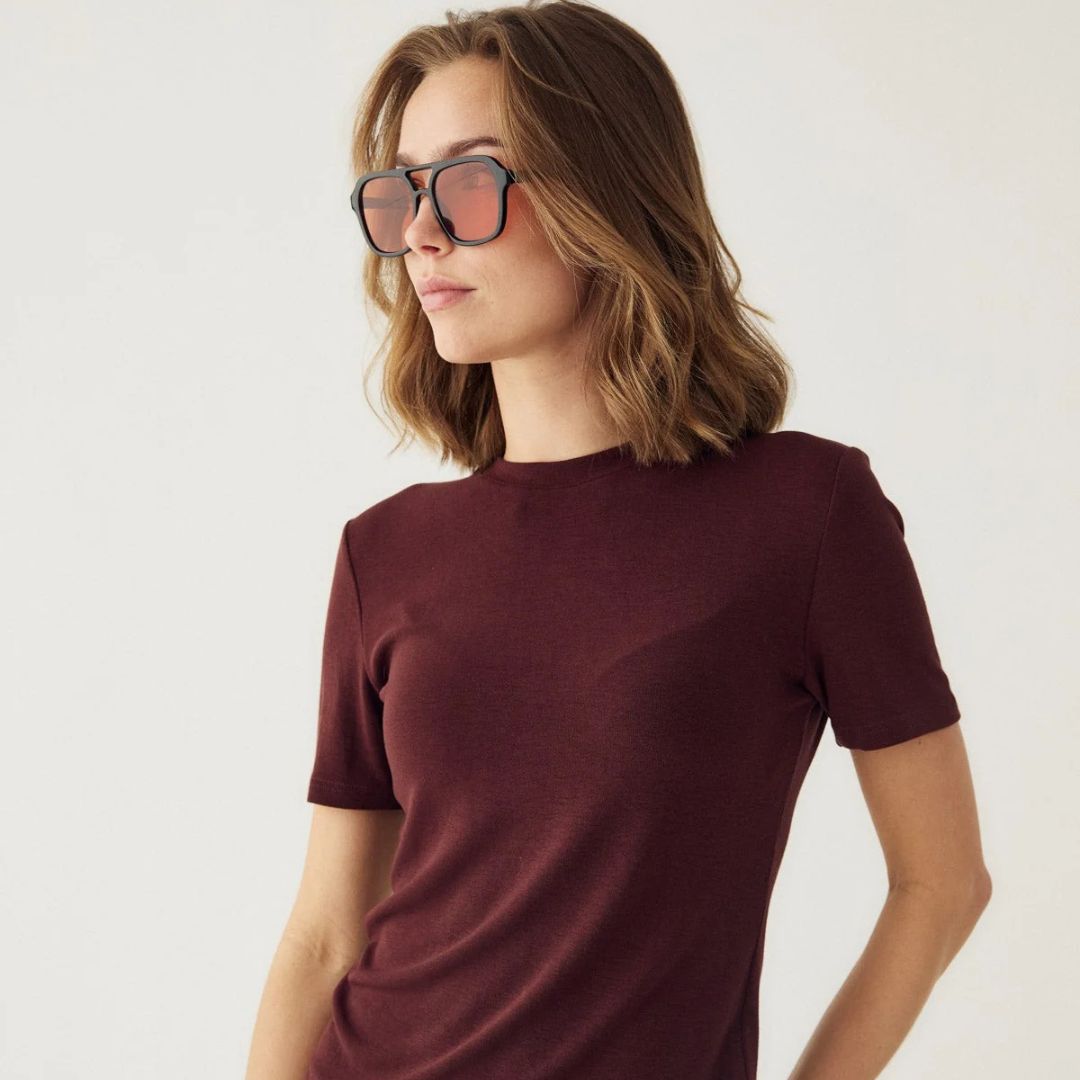 Noella Lidie SS Burgundy Top