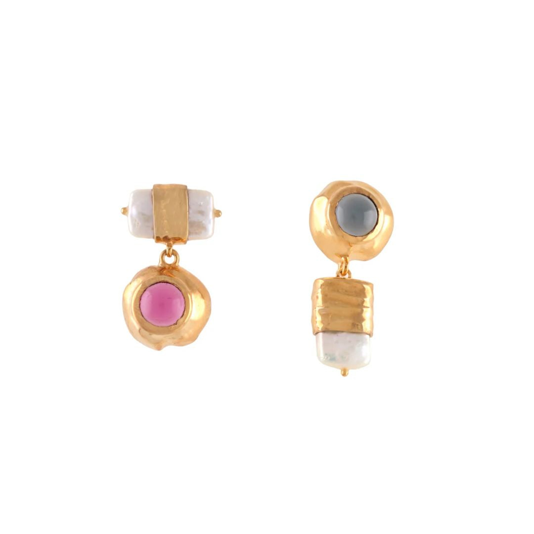 Joanna Laura Constantine Mis-Matched Cabochon and Pearl Earring Short