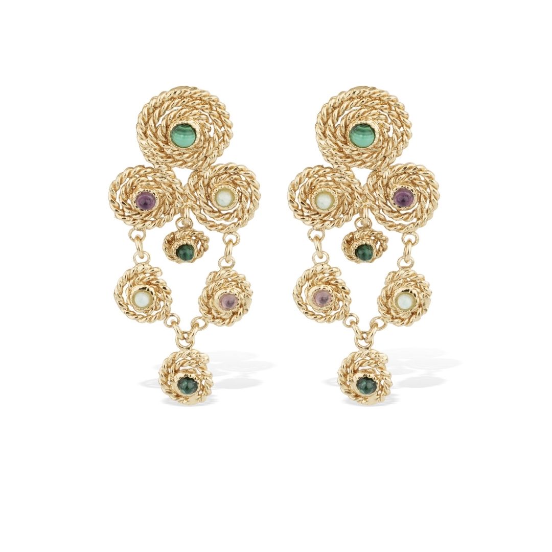 Gas Bijoux Amistral Malachite Deco Earrings 577