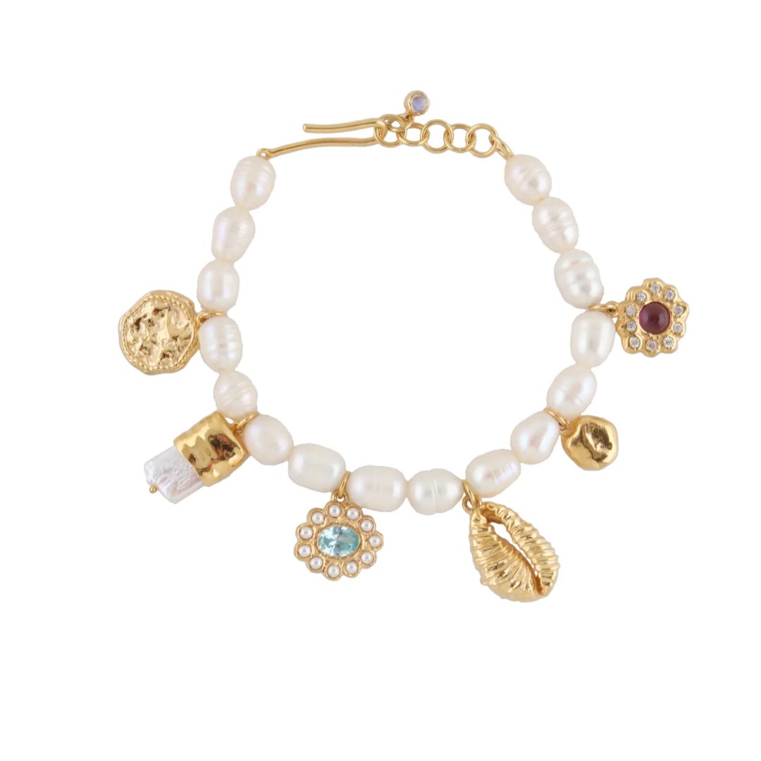 Joanna Laura Constantine Pearl Bracelet with Dangle Charms
